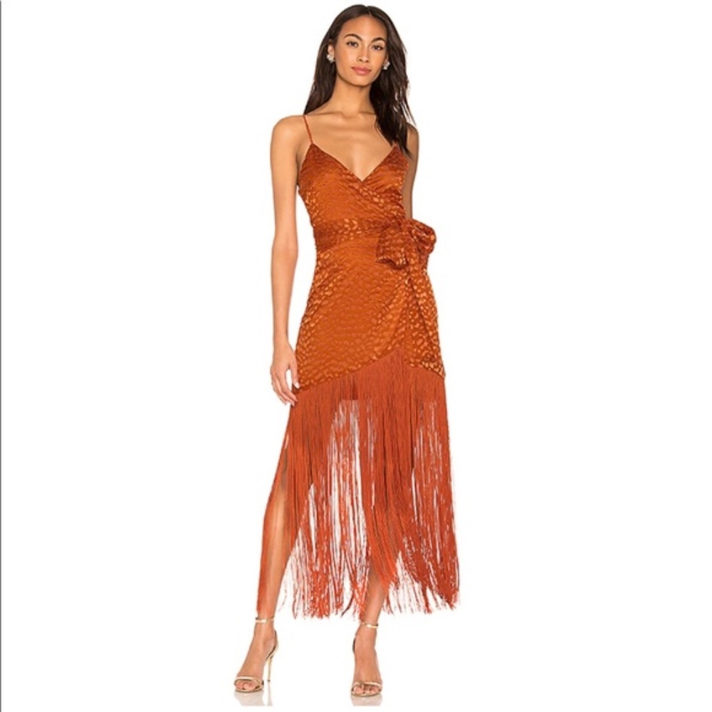 Orange Fringe LPA Dress NWT